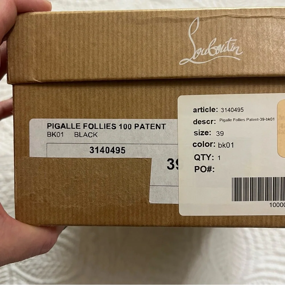 CHRISTIAN LOUBOUTIN Pigalle Follies 100 Pump Heel Black Patent Leather Size 39 - Picture 12 of 13